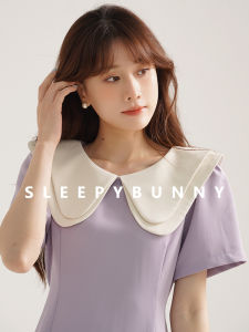 Summer French Style Petite A-Line Waist-Cinching Purple Dress