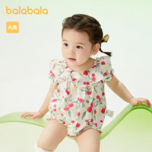 Balabala ชุดออกไปข้างนอกสำหรับชุดติดกันสำหรับทารกชุดคลาน2024ชุดฤดูร้อนใหม่ผ้าคอตตอนหวานน่ารัก