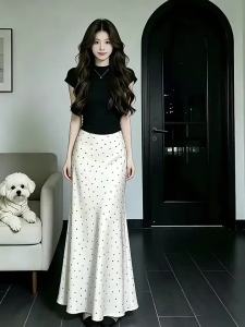La Chapelle | French Style Polka Dot Satin Lightweight Skirt