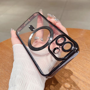 Plating For Magsafe Magnetic Lens Protector For iPhone 16 Pro Max 15 Plus 12 13 14 11 XSMAX XR 7 8 Silicone Wireless Charge Case