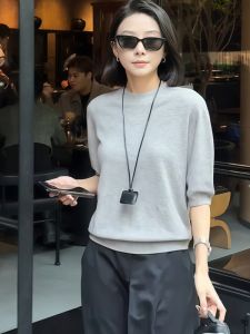 เสื้อสเวตเตอร์ถักคอตั้งแขนยาวผู้หญิงสไตล์เกาหลี 2025 ใหม่ คุณภาพสูง เสื้อชั้นในทรงเข้ารูป ทรงหลวม แขนยาว ปกติ