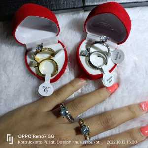 BEST SELLER!!! Cincin Couple Permata & Cincin Titanium Permata Tunangan