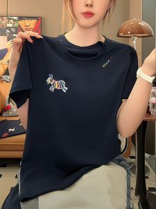 Áo Thun Nữ Tay Ngắn in Chữ Ngựa American Style Mùa Xuân Mới Đơn Giản Thời Trang Đa Năng Áo Thun Cotton Phong Cách Hàn Quốc