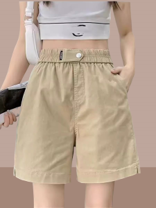 Womens High Waist Wide Leg Short Pants Summer New Style Lightweight Breathable Five-Quarter Length Casual Trousers