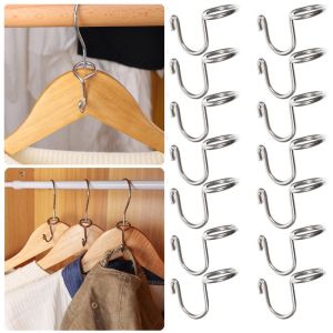 ตะขอราวแขวนสแตนเลสตะขอเกี่ยวอุปกรณ์ที่จัดระเบียบตู้เสื้อผ้าอเนกประสงค์ 5/10 ชิ้นตะขอ