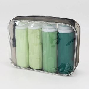 4pcs 100ml/pcs Silicone Travel Bottles Portable Shampoo Dispenser Leak Proof and Squeezable Soap Bottle Bathroom Accessories