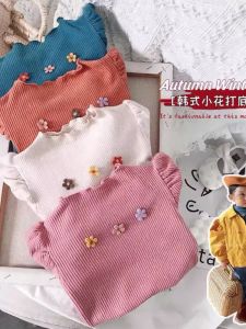 Áo Thun Dệt Kim Họa Tiết Hoa Cho Bé Gái Dài Tay Co Giãn Thời Trang Xuân Hè Áo Thun Cổ Tròn Thường Ngày Cho Bé Gái