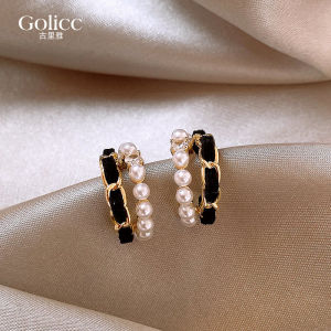 Unique Double Layer C Circle Pearl Velvet Earrings Womens New Fashion Luxury Feelings Earring Elegant Fashion Jewelry