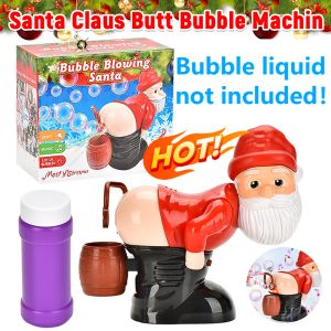 Christmas Funny Bubble Toy Santa Claus Bubble Machine Electric Santa Butt Bubble Blower With Music Lights Xmas Kids