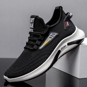 Mens Summer 2024 New Breathable Thin Mesh Sports Shoes Running Casual Coconut Versatile Trendy Shoes Low Top round Toe Rubber Sole