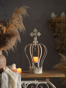 Vintage Iron Retro Birdcage Shaped Crown Candle Holder