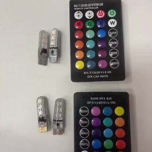 Đèn LED Ô Tô RGB Chống Nước Tạo Hiệu Ứng Khí Quyển Loại T10 5050 6SMD 12V DC Điều Khiển Từ Xa W5W 2/4X Kiểu Dáng Hình Nêm Silicon Dành Cho Xe Cộ