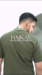 Coop Design - Haikal Koko Bordir Kurta Linen Rami Rayon Kerah Changi Collarless Lengan Pendek Pria
