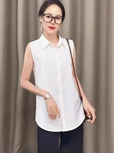 Loose Fit Womens Polo Shirt Inner Wear Sleeveless Large Size Fashionable Versatile Mid-Length Slimming Top Commute Style