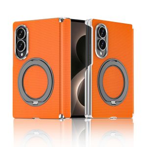 Ốp Điện Thoại Da Cao Cấp Từ Tính Cho Samsung Z Fold 8 Ultra Chống Sốc Bảo Vệ Bản Lề Xoay 360 Độ Tích Hợp Tính Năng Magsafe