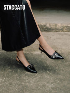 Staccato Nikita High Heels French Toe Wrap Sandals Fashionable Womens Shoes Leather Upgraded Version Comfortable mid Heel