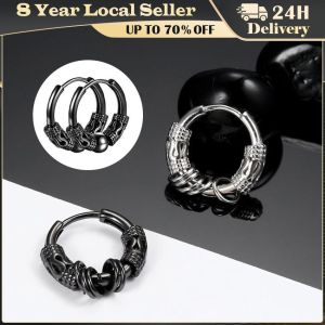 Punk Stainless Steel Stud Earrings Black Earrings Set for Men Women Vintage Hip Hop Piercing Ear Jewelry Accessories Women Men‘s Stainless Steel Ear Stud Trendy Simple Punk Style Dangle Earrings Gothic Hip Hop Drop Earring Jewelry