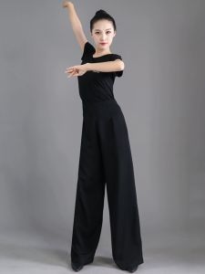 กางเกงเต้นละตินแบบใหม่สำหรับผู้หญิงกางเกงเต้นโมเดิร์นเอวสูงสำหรับเต้นบอลรูมสำหรับผู้ใหญ่กางเกงขากว้างสำหรับฝึกเต้นสำหรับผู้หญิงกางเกงยาวสำหรับเต้นแอโรบิก