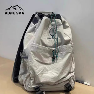 AUFUNRA Outdoor Canvas Backpack Large Capacity Sports Cycling Hiking Mountaineering Bag Short Trip Travel Durable Shoulder Bag