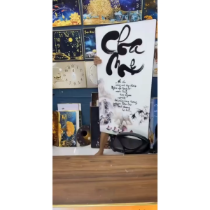 Tranh Thư Pháp Chữ Cha Mẹ Chất Liệu Tráng Gương Cao Cấp Trang Trí Phòng Khách Phòng Thờ Quà Tết Tặng Ông Bà Bố Mẹ Ý ngĩa
