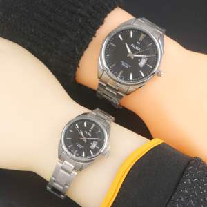 ((TERLARIS)) Jam Tangan Couple / Pasangan Alba Rantai Steel Date Aktif