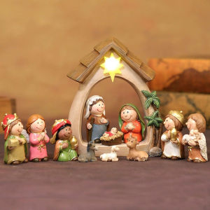 12PCS The scene of Jesus birth in a manger Christmas LED light display piece