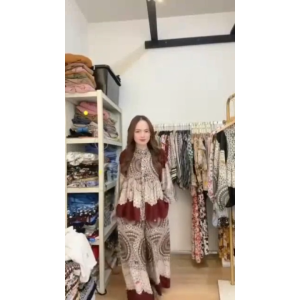 One Set Dress Wanita Baby Doll Setelan Dress Lengan Balon Bahan Rayon Sritex Premium