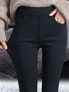 Thickened Fleece Base Trousers Women High Waist Slimming Thermal Cotton Pants Ideal for Autumn and Winter Seasons