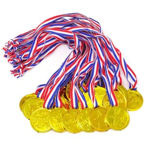 Plastic Medal Tag Toys Gold Colorful Childrens Party Gifts Kindergarten Sports Competition Bronze Silver Medal Hanging Tags
