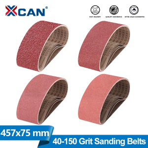 XCAN 5PCS 75×457mm Sanding Belts 40# 60# 80# 100# 120# 150# Grit Sander Abrasive Belt for Sanding Wood Metal Plastic