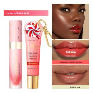 Bộ Dưỡng Môi Bad Girl Vị Dâu Son Dưỡng Môi Có Màu Dầu Dưỡng Môi Giữ Màu Lâu Dưỡng Ẩm Làm Đầy Môi Quà Tặng Ngày Lễ