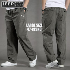 JEEP SPIRIT 1941 ESTD Wide Leg Pants Multi Pocket Cargo Pants Plus Size Straight Leg Casual Pants Mens Outdoor Casual Loose Fit Sports Pants
