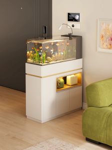 YANGYING | Double-Sided Solid Wood Side Cabinet for Aquarium Storage and Partition