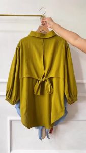 Desfa - Siva Blouse Polo Linen - Atasan Kemeja Wanita VIral - Atasan Wanita Terbaru