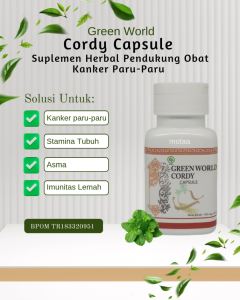 Green World Cordy Capsule | Suplemen Herbal Pendukung Obat Kanker Paru-Paru | Cordyceps Sinensis Asli