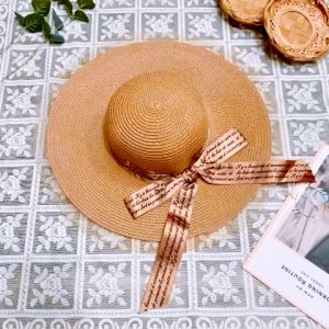 Nón cói nữ đi biển/dạo phố phối nơ bánh bèo xinh xắn LADISO- NN6