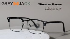 Grey Jack Frame Kacamta Model Kotak Style Simple Bahan Titanium Ringan dan Kokoh Bisa Minus Antiradiasi Blueray Photocromic 152