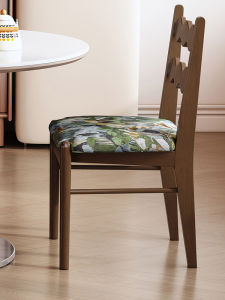 Elegant Vintage Dining Chair with Embroidered Fabric And Solid Wood Backrest Designed by XingErNa for Adult Home Use