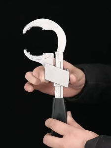 Multi-functional bathroom wrench set adjustable large opening sink tool aluminum multi-head clamp. Saves effort and is highly efficient. One-step solution.