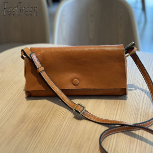 BeeGreen Women Genuine Leather Small Shoulder Bag Retro Flap Open Sling Bag High Quality Soft Commuter Bag Casual Phone Bag