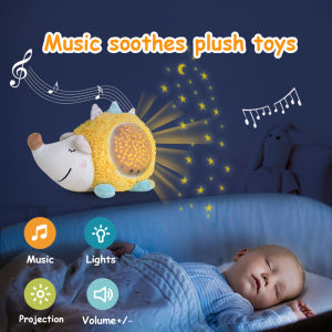 Export Baby Soothing Sleep Toys Projection Night Light Music Starry Sky Projector Kids Plush Puppet and Doll