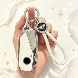 Silver Edge TPU for BMW X7 G07 2023 7 Series Ix XM I7 X7 Energy Car Shell Fob Holder Bag Keychain Key Case Cover Accessories