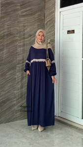 DANIA DRESS SULTAN GAMIS RAYON TWILL RENDA PREMIUM MIDI DRESS DAILY BUSUI FRIENDLY RAYON TWILL