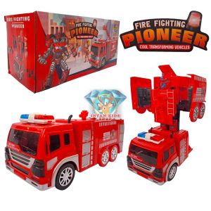 MAINAN B/O MOBIL DAMKAR FIRE FIGHTER PIONEER ROBOT LAMPU SUARA BUMP & GO 9915