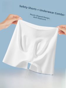 miiow | Cat Woman Safety Pants Ice Silk Thin Four Corner Womens Underwear High Waist Briefs Anti-Light Walking Seamless Bottoms