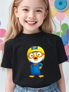 2026 Summer Poloro Round-neck T-shirt for Boys and Girls - Fun Cute Cartoon Casual Short-sleeved Top