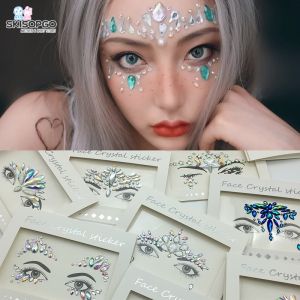 SKISOPGO เพชรติดหน้า สติกเกอร์ติดหน้า คริสตัล แฟชั่น สติกเกอร์ กลิตเตอร์ดาว ดาวติดหน้า คริสตัลติดหน้า ปาร์ตี้ DIY