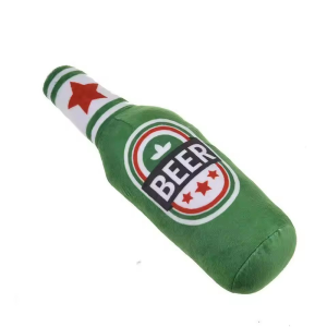 Durable Eco-friendly Squeaky Interactive Dog Chew Toys Beer Shaped Stylish Dog Plush Toys Wine Bottle Shaped Funny Dog Toys