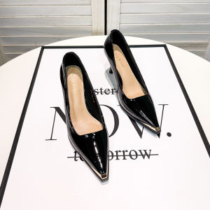 Elegant Pointed Toe High Heels Womens Shoes Fine Strap French Style Velvet Spring Autumn Fashionable Commute Butterfly Knot