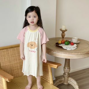 MiiOW | ชุดนอนเด็กผู้หญิง Pure Cotton Summer Thin Breathable Short Sleeve Loose Comfortable Home Clothes Pajamas Can Wear Outdoors